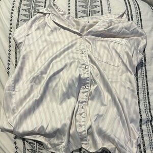 Stars above pink and white silk pajama set